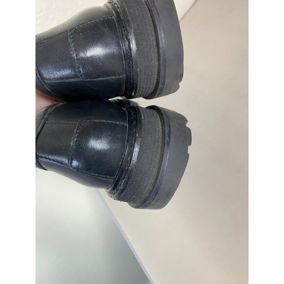 Crevo Francine Black Leather Chunky Loafers Womens 7 Lug Sole Academia Platform - Picture 15 of 16